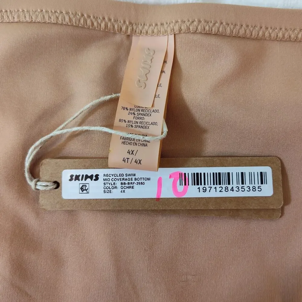 Skims Recycled Swim Mid Coverage Bottom Womens 4X Ochre Nude Bikini NWT